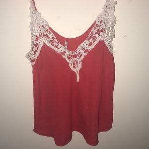 Papaya Red & White Tank